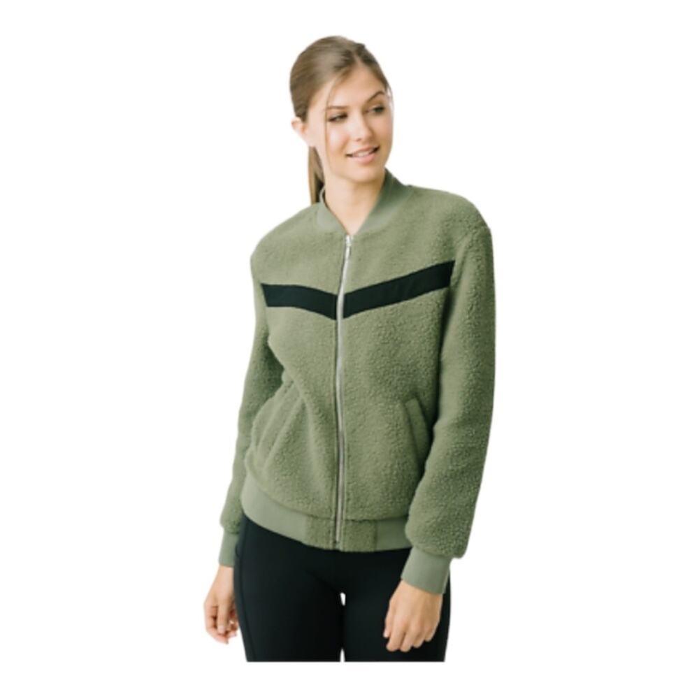 Zyia Active fleece full zip jacket army green women’s size large